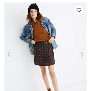 Madewell double breasted plaid skirt